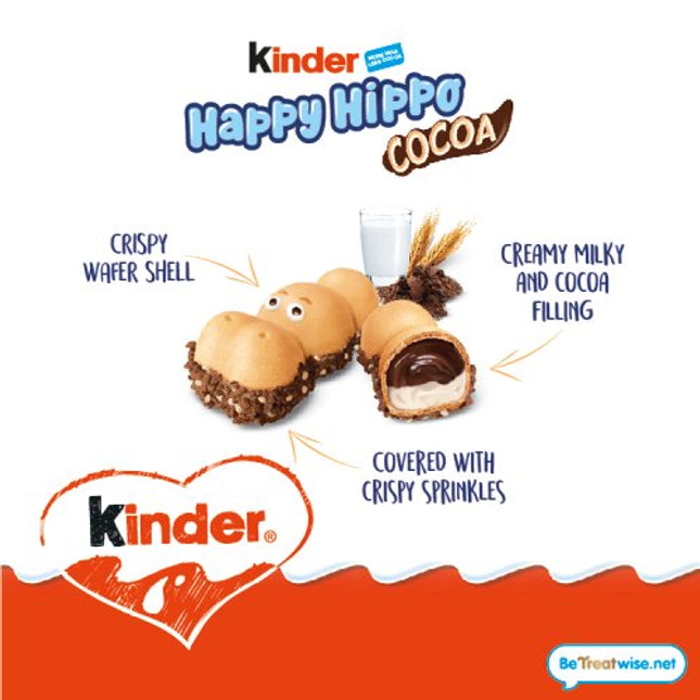 Kinder Happy Hippo Chocolate Cream Biscuits 5 Pack 103g