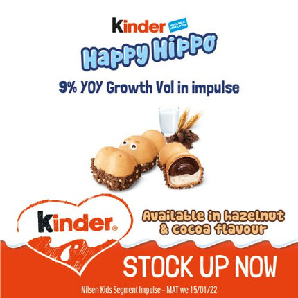 Kinder Happy Hippo Chocolate Cream Biscuits 5 Pack 103g