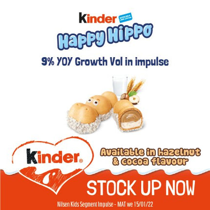 Kinder Happy Hippo Milk and Hazelnut Biscuits 5 Pack 103g