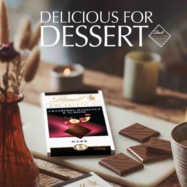 Lindt Excellence Dark Almonds Hazelnut & Cranberry 100g