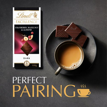 Lindt Excellence Dark Almonds Hazelnut & Cranberry 100g