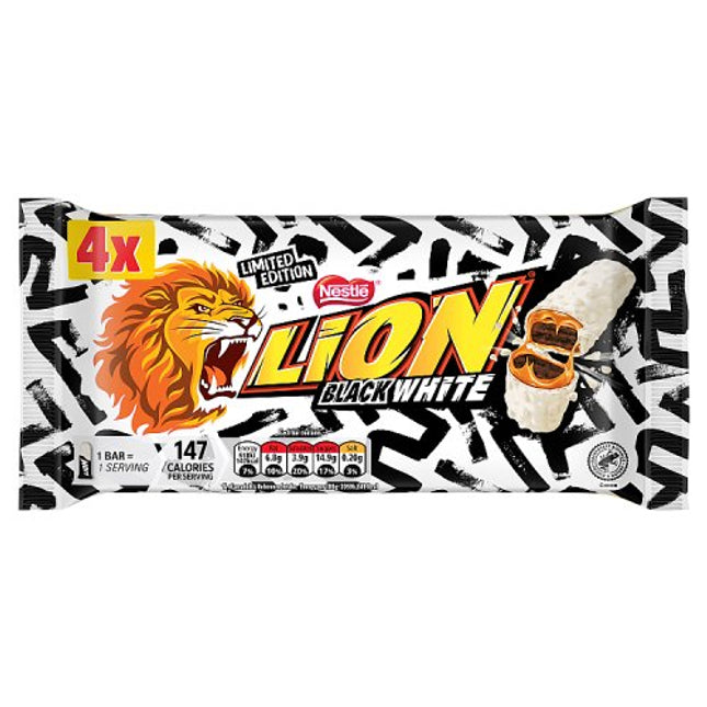 Lion Bar Black White 4 Pack 4 x 30g