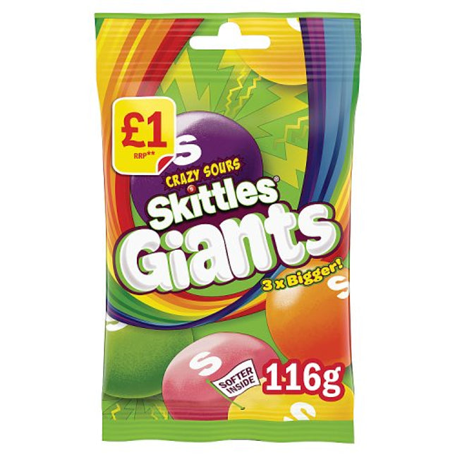 Skittles Giant Sours Treat Bag 116g £1
