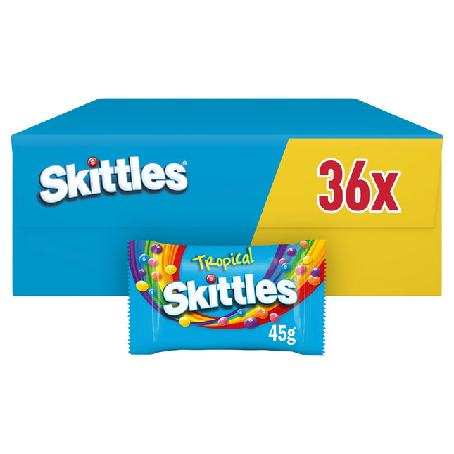 Skittles Vegan Chewy Sweets Tropical Fruit Flavoured Bag 45g