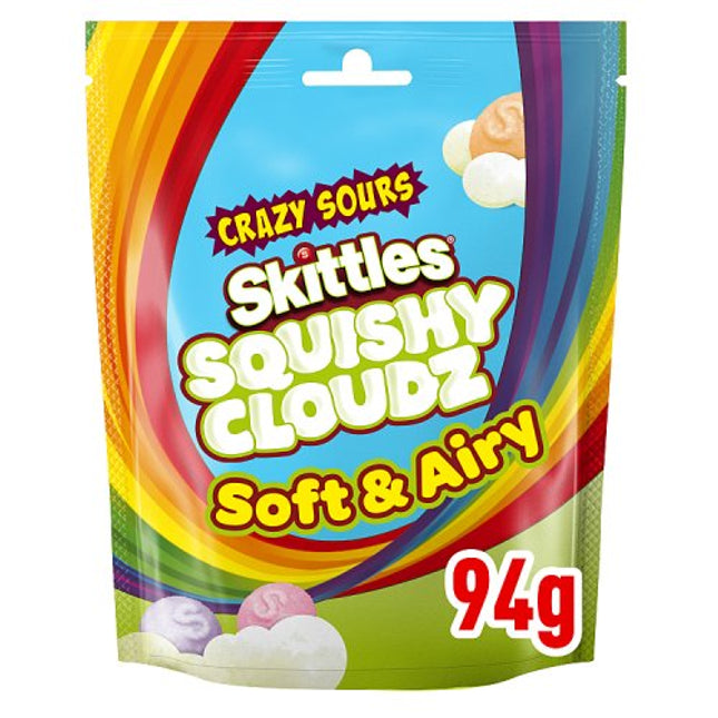 Skittles Squishy Cloudz Sour Fruit Flavoured Sweets Pouch Bag 94g