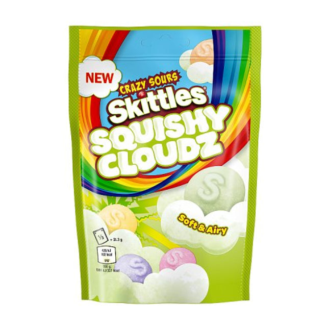 Skittles Squishy Cloudz Sour Fruit Flavoured Sweets Pouch Bag 94g