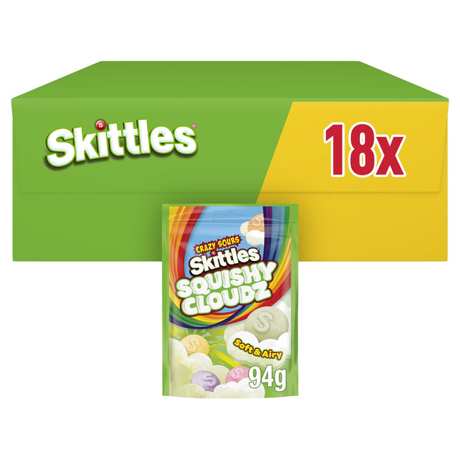 Skittles Squishy Cloudz Sour Fruit Flavoured Sweets Pouch Bag 94g