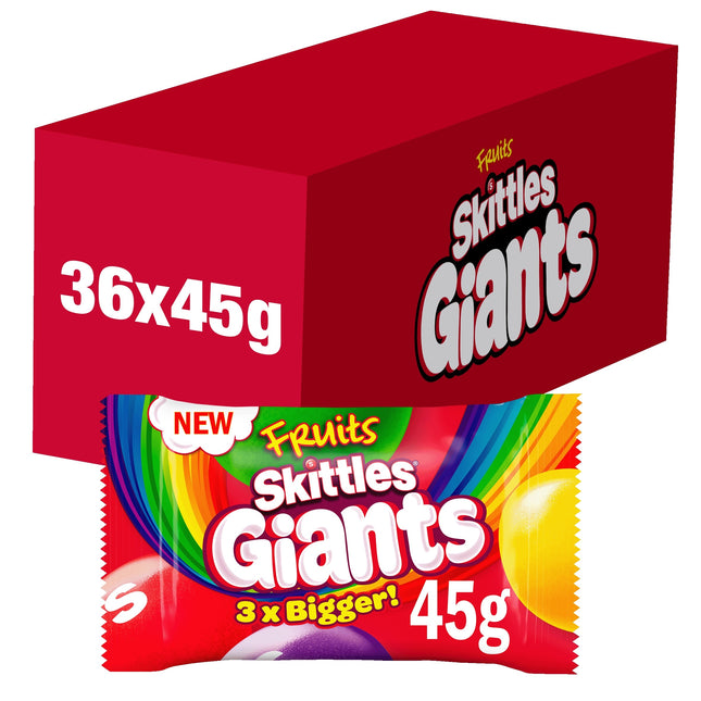 Skittles Giants Vegan Chewy Sweets Fruit Flavoured  Bag 45g