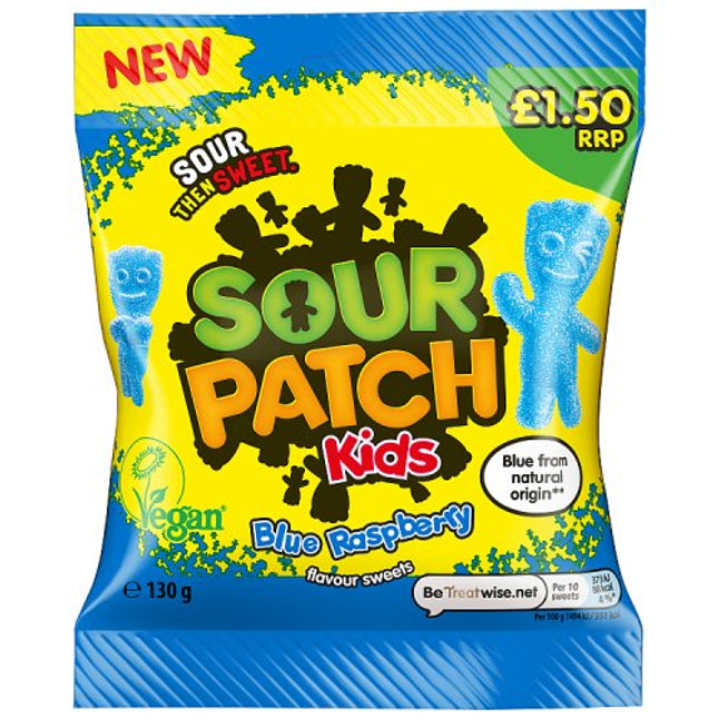 Sour Patch Kids Blue Raspberry Sweet Bag PMP £1.50 130g