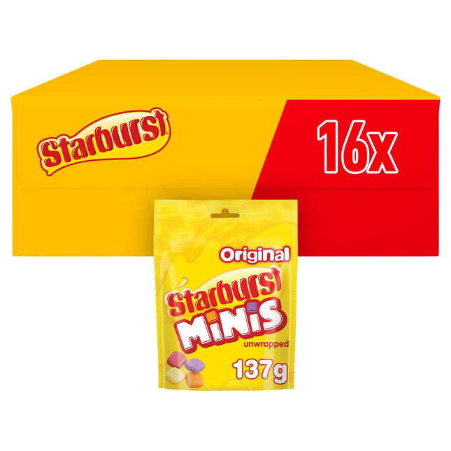 Starburst Minis Vegan Chewy Sweets Fruit Flavoured Pouch Bag 137g