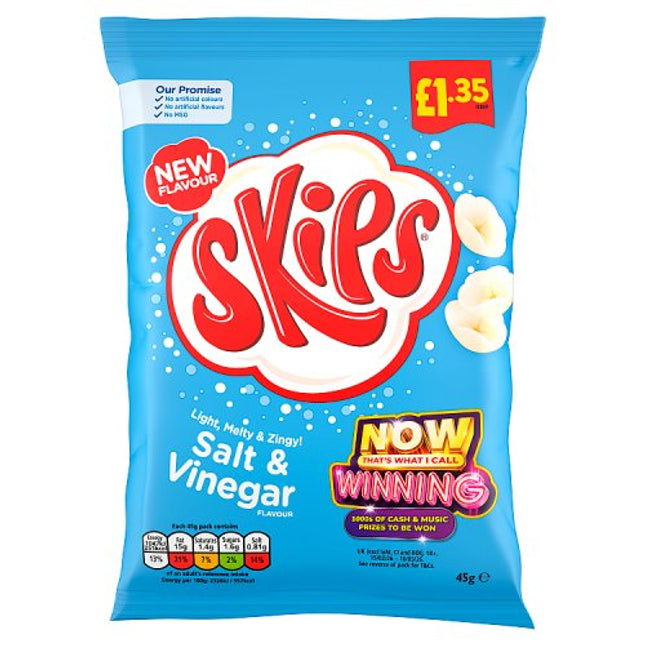 Skips Salt and Vinegar Crisps 45g £1.35