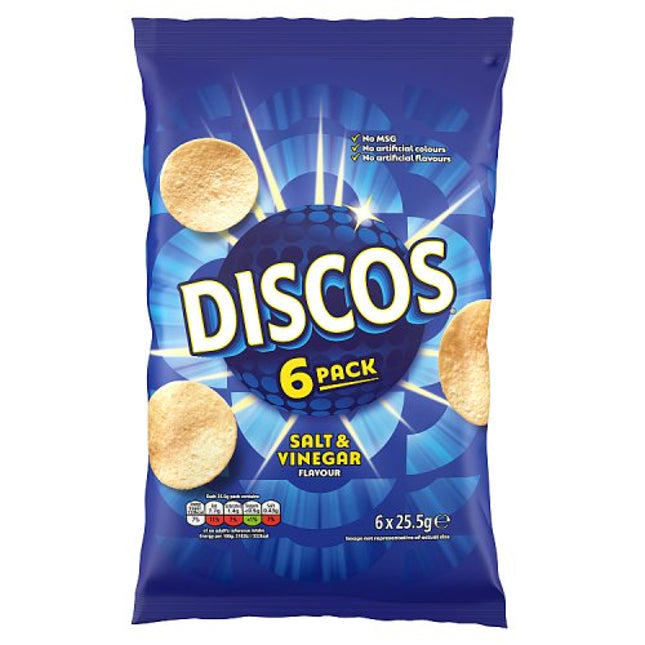 Discos Salt & Vinegar Potato Crisps 6x25.5g
