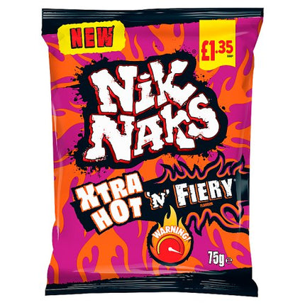 Nik Naks Xtra Hot 'N' Fiery Crisps 75g £1.35