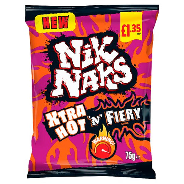 Nik Naks Xtra Hot 'N' Fiery Crisps 75g £1.35