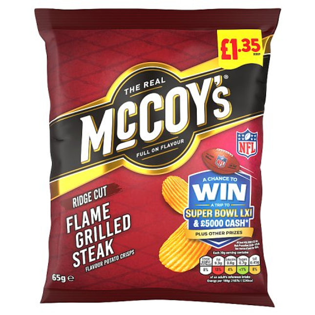 McCoys Flame Grilled Steak Crisps 65g £1.35