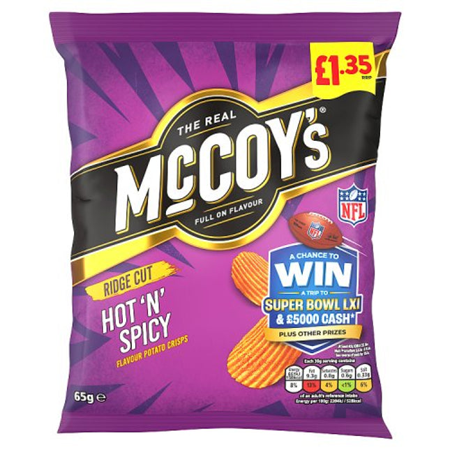 McCoys Hot'n'Spicy Crisps 65g £1.35