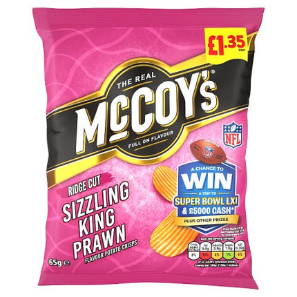 McCoys Sizzling King Prawn Crisps 65g £1.35