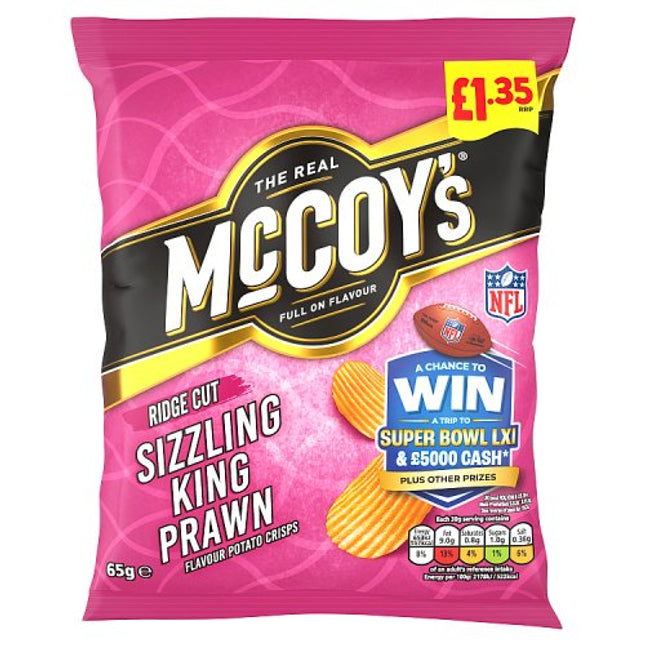 McCoys Sizzling King Prawn Crisps 65g £1.35