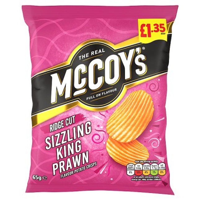McCoys Sizzling King Prawn Crisps 65g £1.35