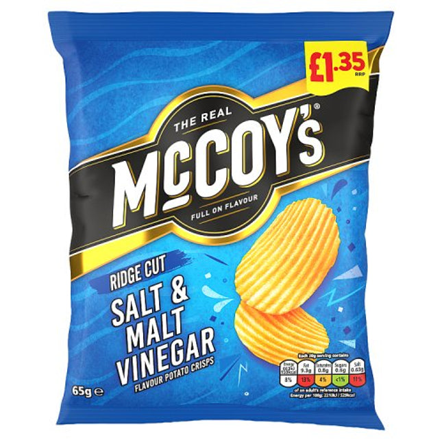 McCoys Salt & Malt Vinegar Crisps 65g, £1.35