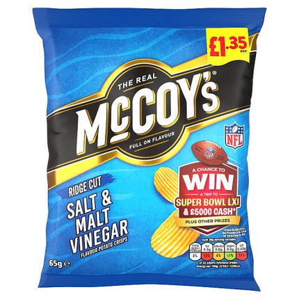 McCoys Salt & Malt Vinegar Crisps 65g, £1.35