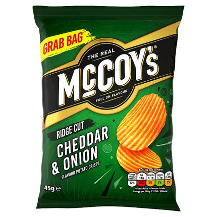 McCoy's Cheddar & Onion Flavour Ridge Cut Potato Crisps 45g