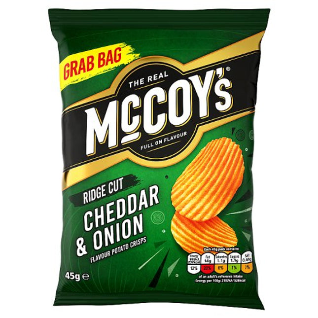 McCoy's Cheddar & Onion Flavour Ridge Cut Potato Crisps 45g