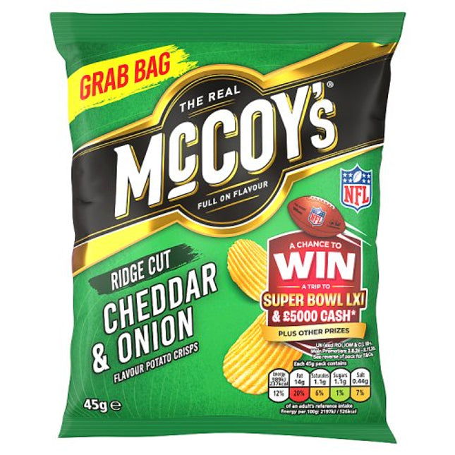 McCoy's Cheddar & Onion Flavour Ridge Cut Potato Crisps 45g