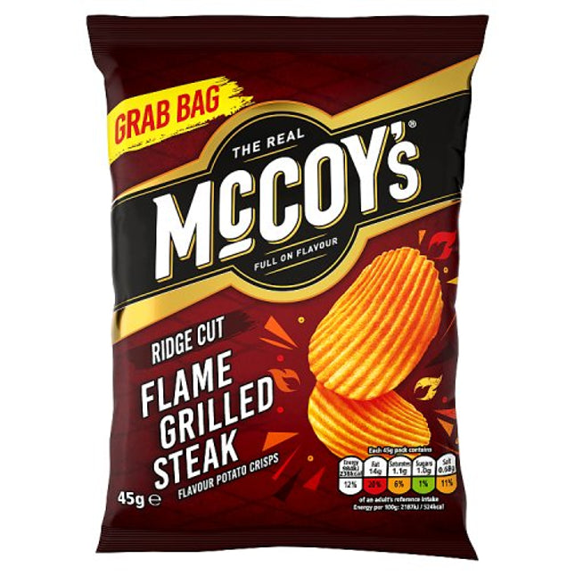 McCoy's Flame Grilled Steak Ridge Cut Potato Crisps 45g