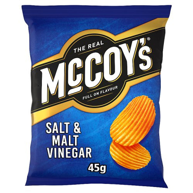 The Real McCoy's Salt & Malt Vinegar Flavour Ridge Cut Potato Crisps 45g