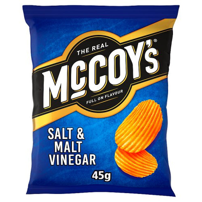 The Real McCoy's Salt & Malt Vinegar Flavour Ridge Cut Potato Crisps 45g