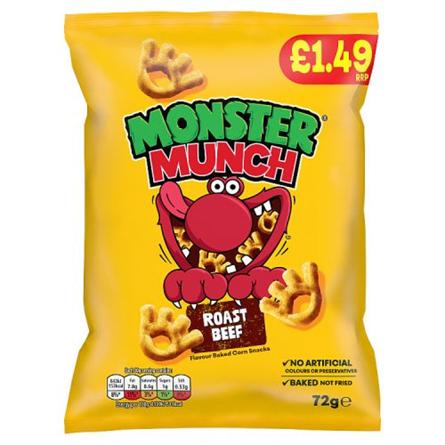 Walkers Monster Munch Roast Beef 72g PMP £1.49