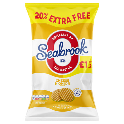 Seabrook Cheese & Onion Crinkle 70g +20% Extra Fill £1.25