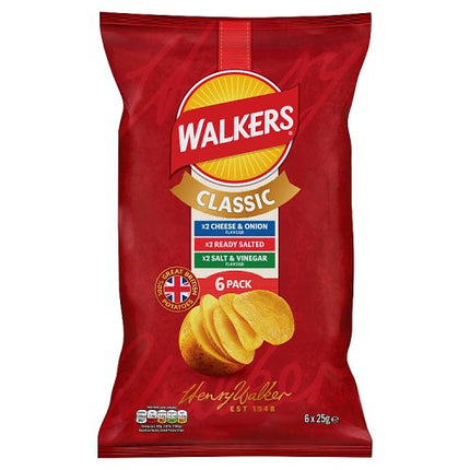 Walkers Classic Variety Multipack Crisps 6x25g