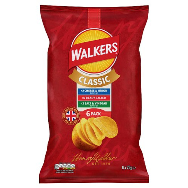 Walkers Classic Variety Multipack Crisps 6x25g