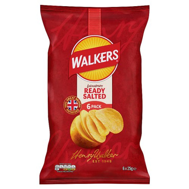 Walkers Ready Salted Potato Crisps 6 x 25g