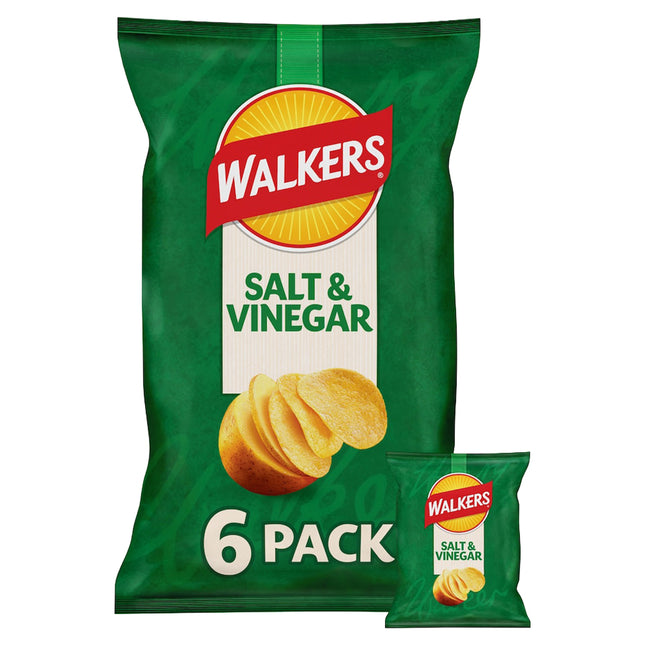 Walkers Salt & Vinegar Potato Crisps 6 x 25g