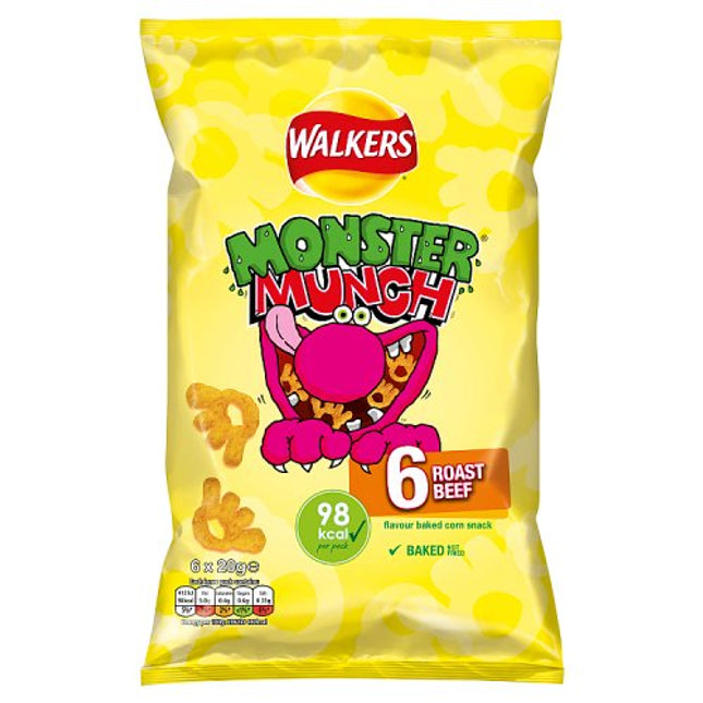 Walkers Monster Munch Roast Beef 6 Pack