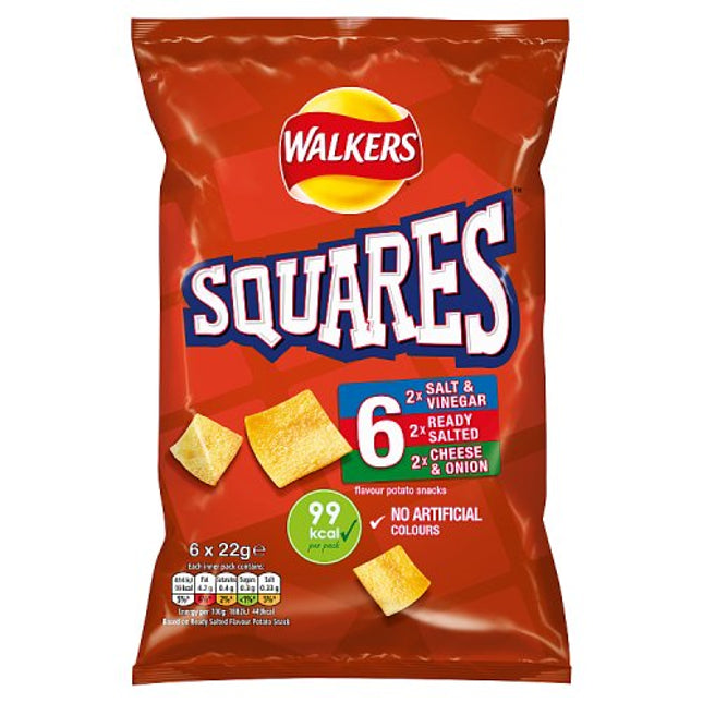 Walkers Squares Snacks Variety Multipack Crisps 6x22g