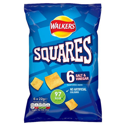 Walkers Squares Salt & Vinegar Multipack Crisps 6x22g