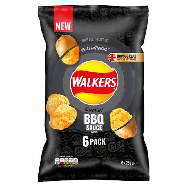 Walkers BBQ Multipack Crisps 6x25g