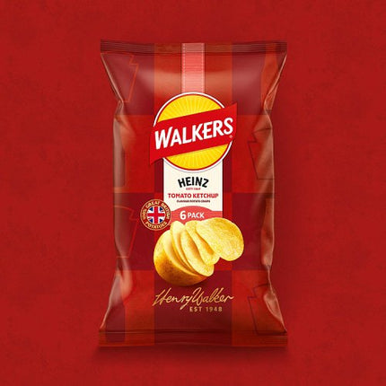 Walkers Heinz Tomato Ketchup Multipack Crisps 6x25g