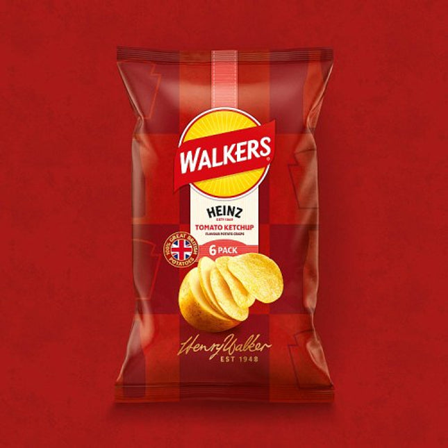 Walkers Heinz Tomato Ketchup Multipack Crisps 6x25g