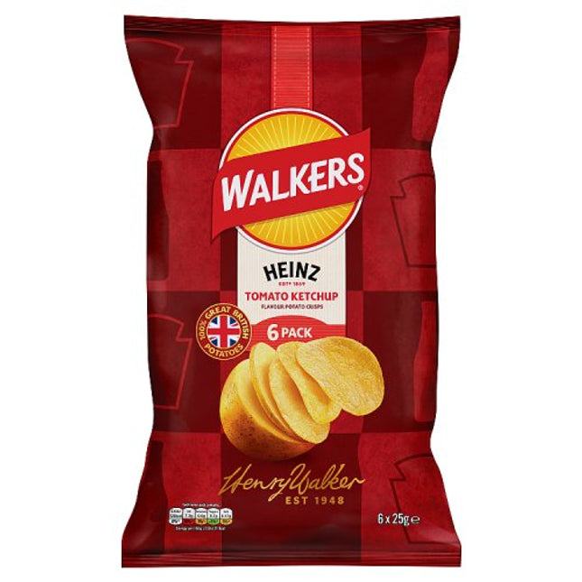 Walkers Heinz Tomato Ketchup Multipack Crisps 6x25g