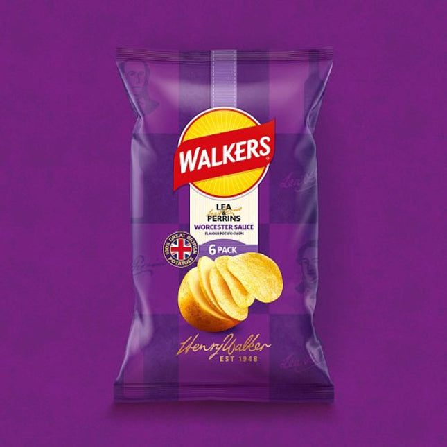 Walkers Lea & Perrins Worcestershire Sauce Multipack Crisps 6x25g