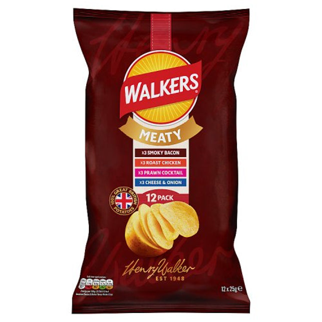 Walkers Meaty Variety Crisps 12x25g