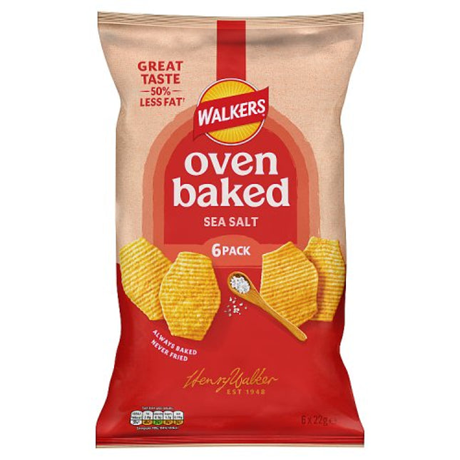 Walkers Baked Sea Salt Multipack Crisps 6x22g