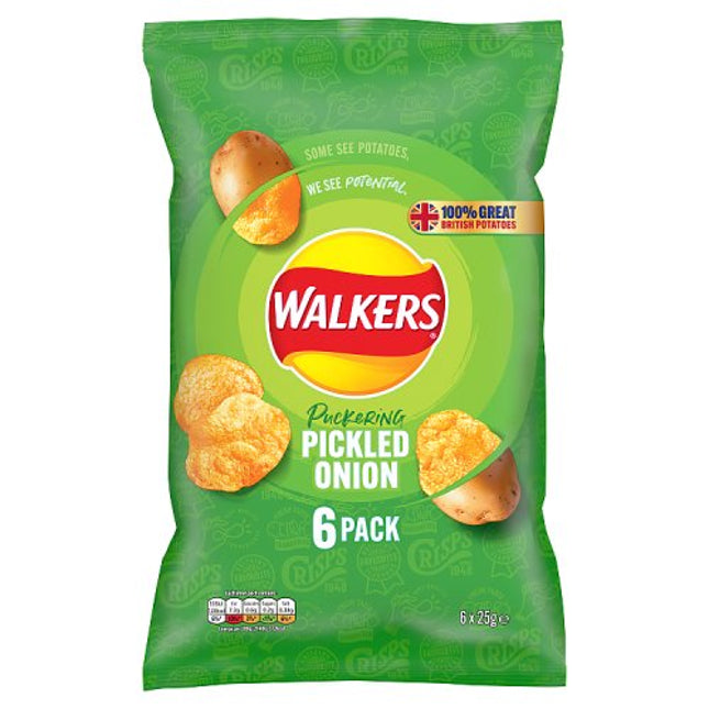 Walkers Picked Onion Crisps Multipack 6x25g