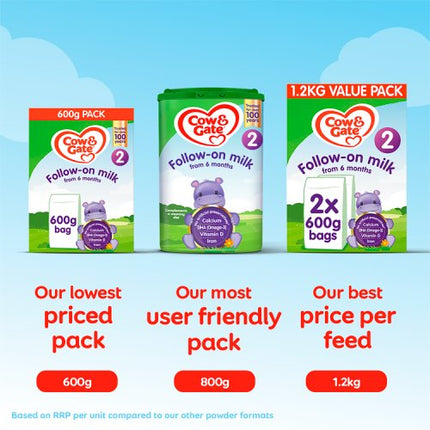 Cow & Gate 2 Follow On Baby Milk Formula Powder 6-12 Months 800g