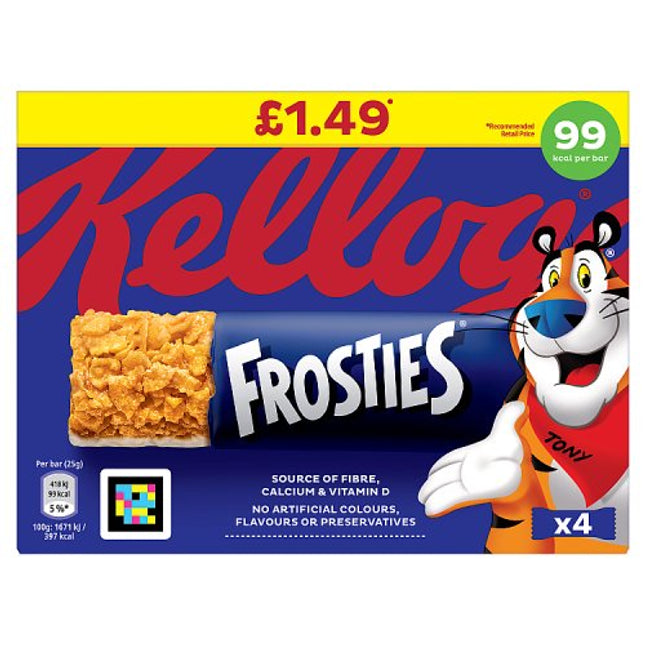Kelloggs Frosties Cereal Bar 4x25g PMP £1.49